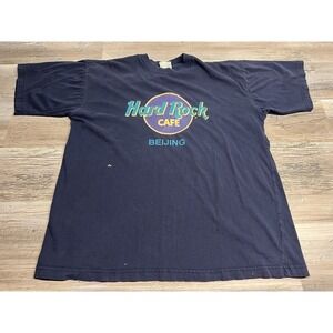 Vintage Hard Rock Cafe Beijing T-Shirt 2XL Blue Distressed Save The Planet